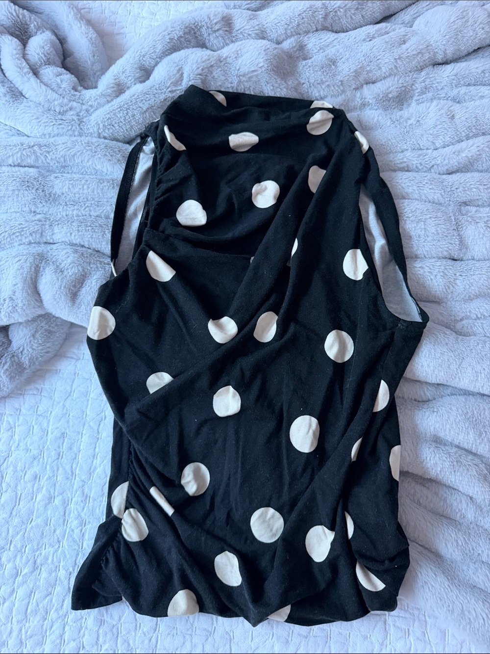 Black Polka Dot Sleeveless Tank Top